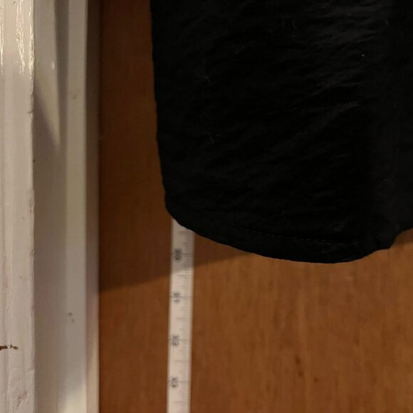 Size 4X(28/30W) - Terra & Sky - Black Roll Sleeve Blouse - Cross Over Front - Picture 7 of 8